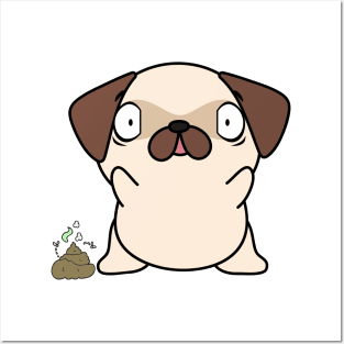 Funny pug smells poo poo Posters and Art